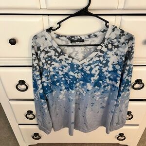 Stylish Blue and White Long Sleeve Top